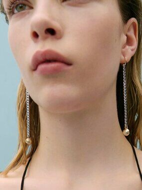 MANGO Long-bead chain earrings